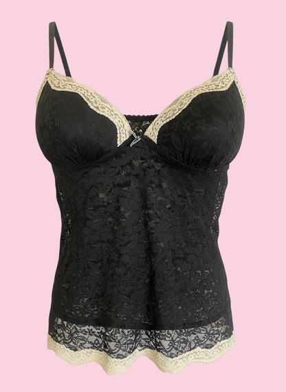 Y2K Cami Black Lace