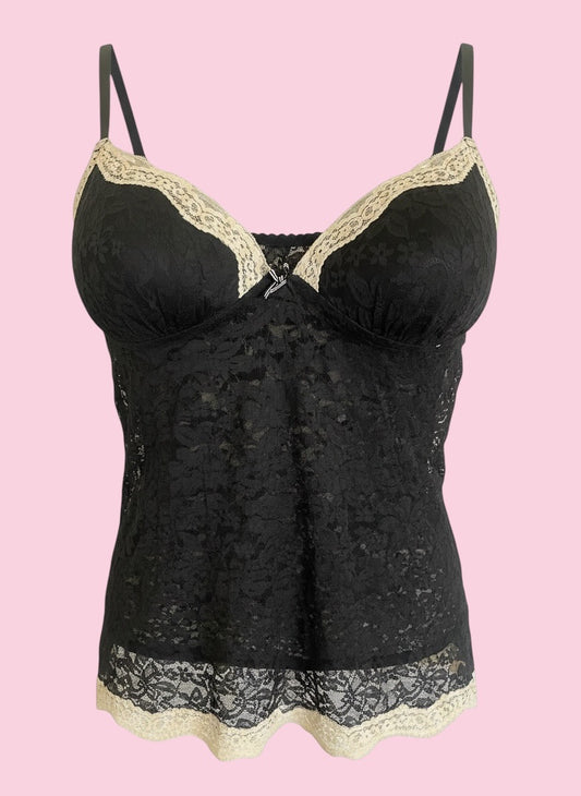 Y2K Cami Black Lace