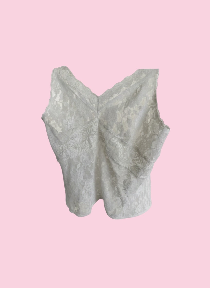Y2K Cami White Lace Texture
