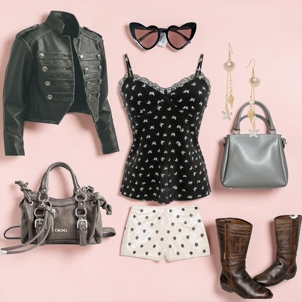 The Indie Polka Dot Set - featuring our butterfly cami and heart sunglasses