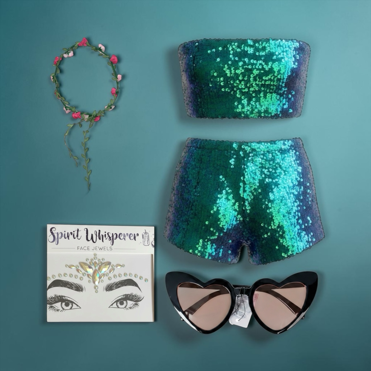 Green Sequin Festival Co-ord Set